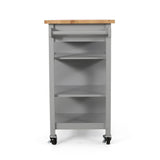 BABOOM Gray Wood Base with Wood Top Rolling Kitchen Cart (18.9-in x 41.75-in x 35.25-in)