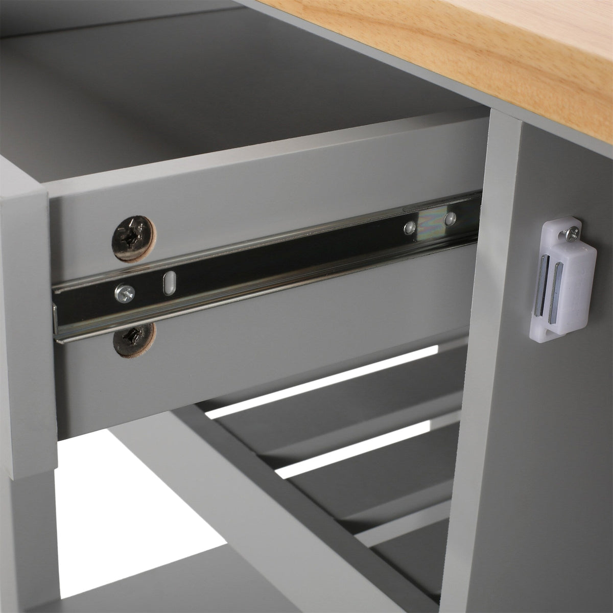 BABOOM Gray Wood Base with Wood Top Rolling Kitchen Cart (18.9-in x 41.75-in x 35.25-in)