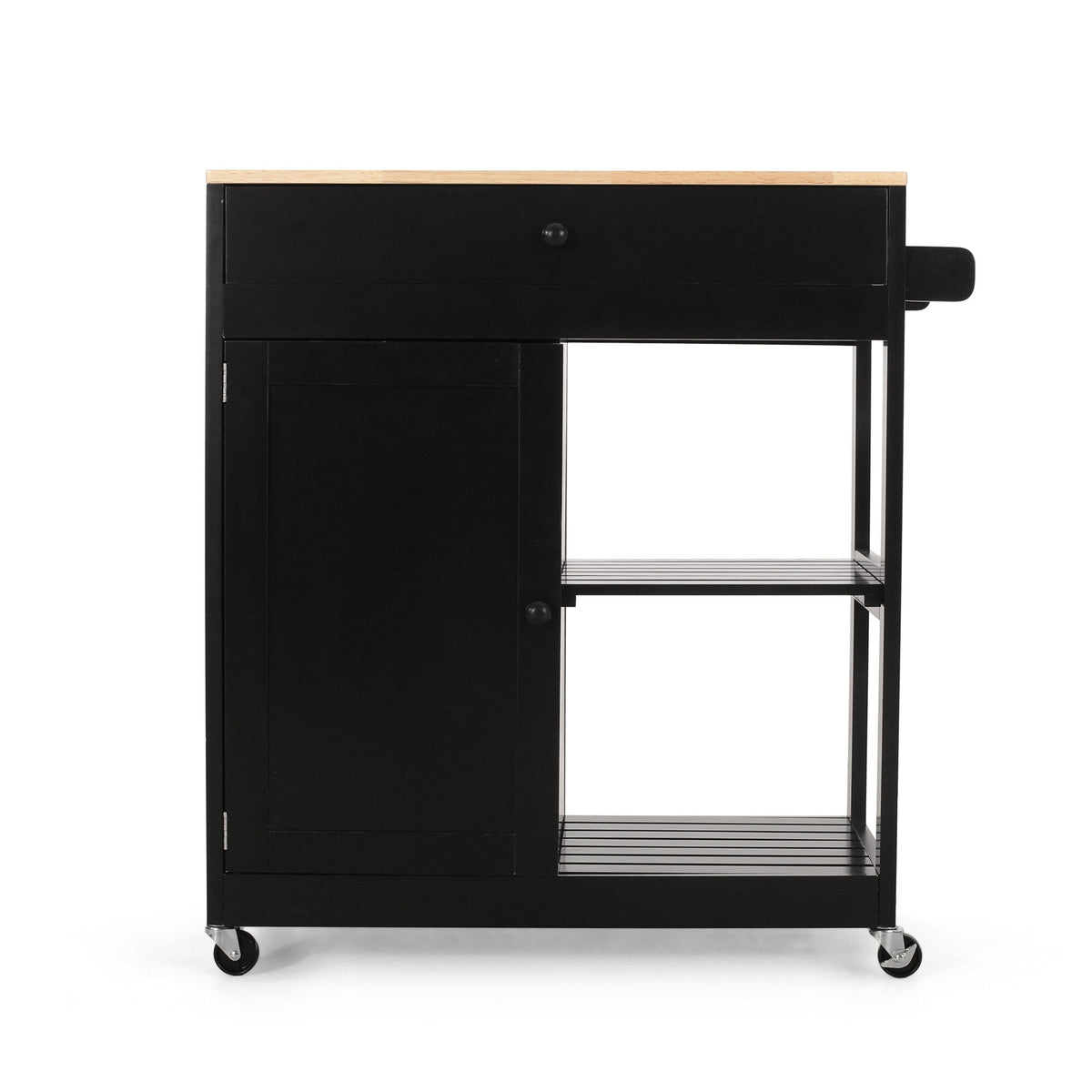 BABOOM Black Wood Base with Wood Top Rolling Kitchen Cart (17-in x 32.5-in x 34.5-in)