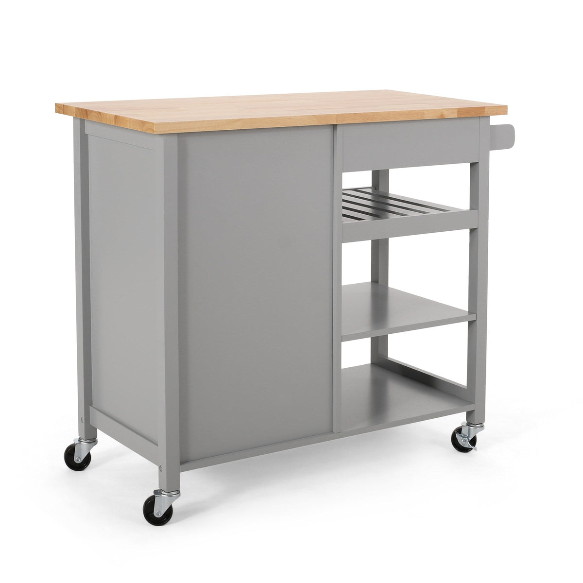 BABOOM Gray Wood Base with Wood Top Rolling Kitchen Cart (18.9-in x 41.75-in x 35.25-in)
