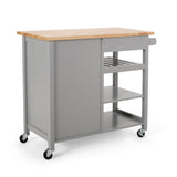 BABOOM Gray Wood Base with Wood Top Rolling Kitchen Cart (18.9-in x 41.75-in x 35.25-in)