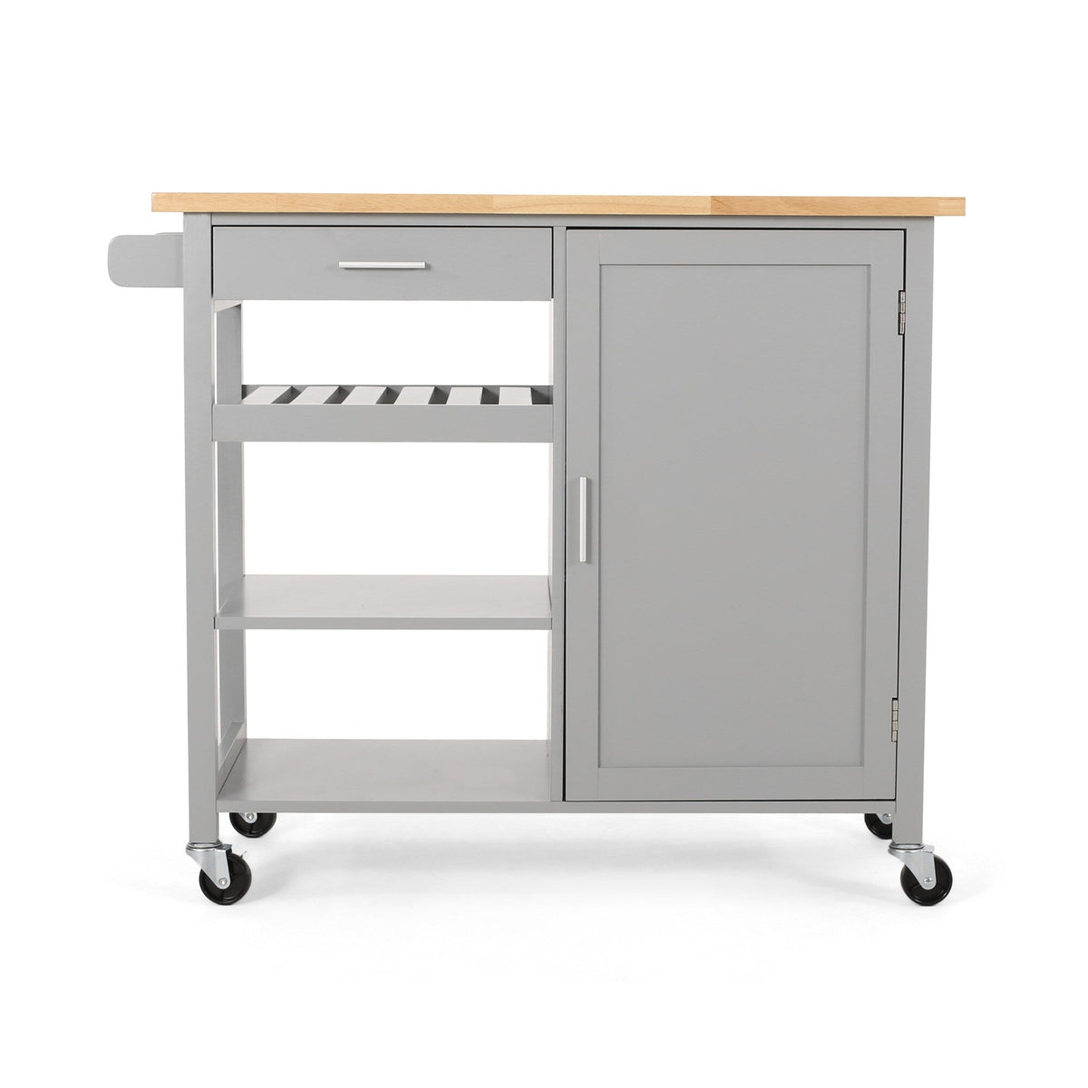 BABOOM Gray Wood Base with Wood Top Rolling Kitchen Cart (18.9-in x 41.75-in x 35.25-in)
