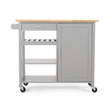 BABOOM Gray Wood Base with Wood Top Rolling Kitchen Cart (18.9-in x 41.75-in x 35.25-in)