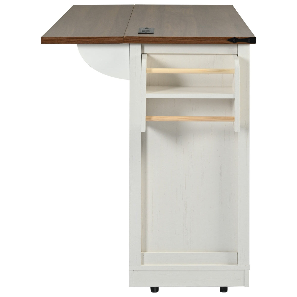 BABOOM White Mdf Base with Composite Top Rolling Kitchen Island (28.7-in x 53.8-in x 37-in)