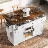 BABOOM White Mdf Base with Composite Top Rolling Kitchen Island (28.7-in x 53.8-in x 37-in)