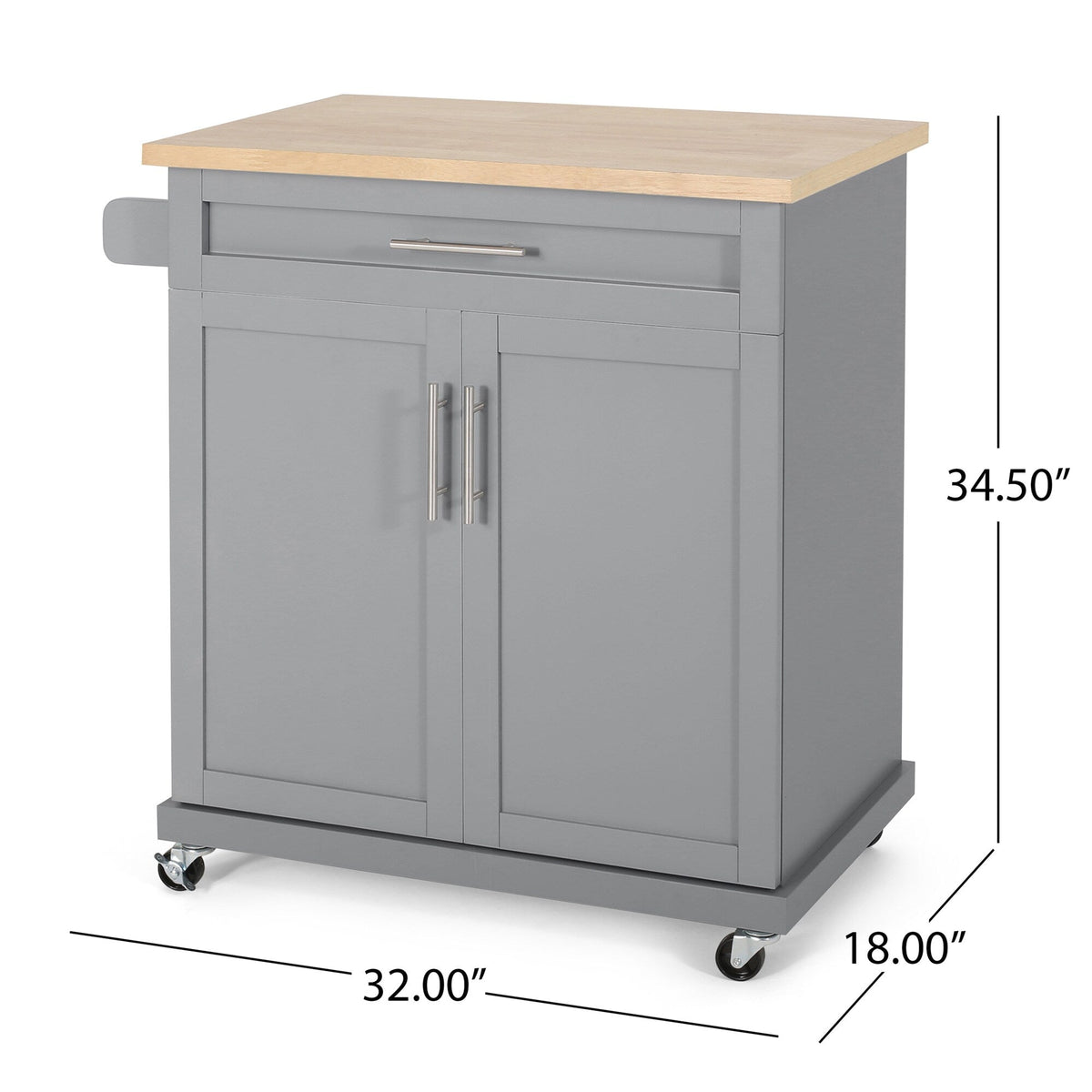 BABOOM Gray Composite Base with Composite Top Rolling Kitchen Cart (18-in x 32-in x 34.5-in)