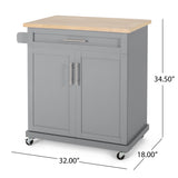 BABOOM Gray Composite Base with Composite Top Rolling Kitchen Cart (18-in x 32-in x 34.5-in)