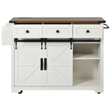 BABOOM White Mdf Base with Composite Top Rolling Kitchen Island (28.7-in x 53.8-in x 37-in)