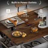 BABOOM White Mdf Base with Composite Top Rolling Kitchen Island (28.7-in x 53.8-in x 37-in)