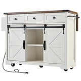 BABOOM White Mdf Base with Composite Top Rolling Kitchen Island (28.7-in x 53.8-in x 37-in)