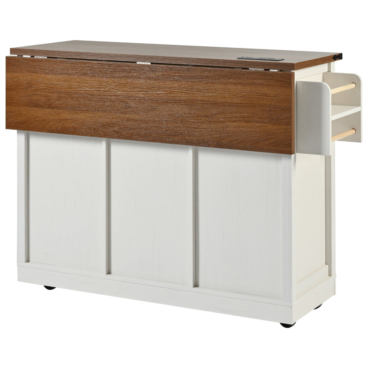 BABOOM White Mdf Base with Composite Top Rolling Kitchen Island (28.7-in x 53.8-in x 37-in)