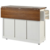 BABOOM White Mdf Base with Composite Top Rolling Kitchen Island (28.7-in x 53.8-in x 37-in)