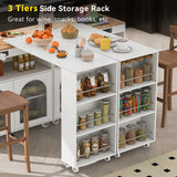 Kahomvis White Mdf Base with Wood Top Rolling Kitchen Island (15.8-in x 73.5-in x 37-in)