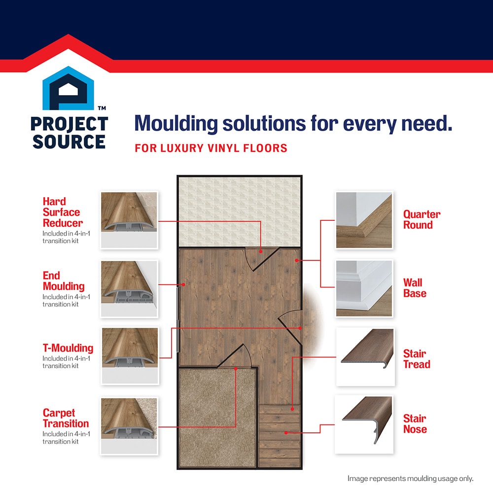 SimpleSolutions English Isle Oak 2-in x 78.7-in Vinyl Floor 4-in-1 Multi-Purpose Moulding
