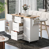 Kahomvis White Mdf Base with Wood Top Rolling Kitchen Island (17-in x 50-in x 36.9-in)