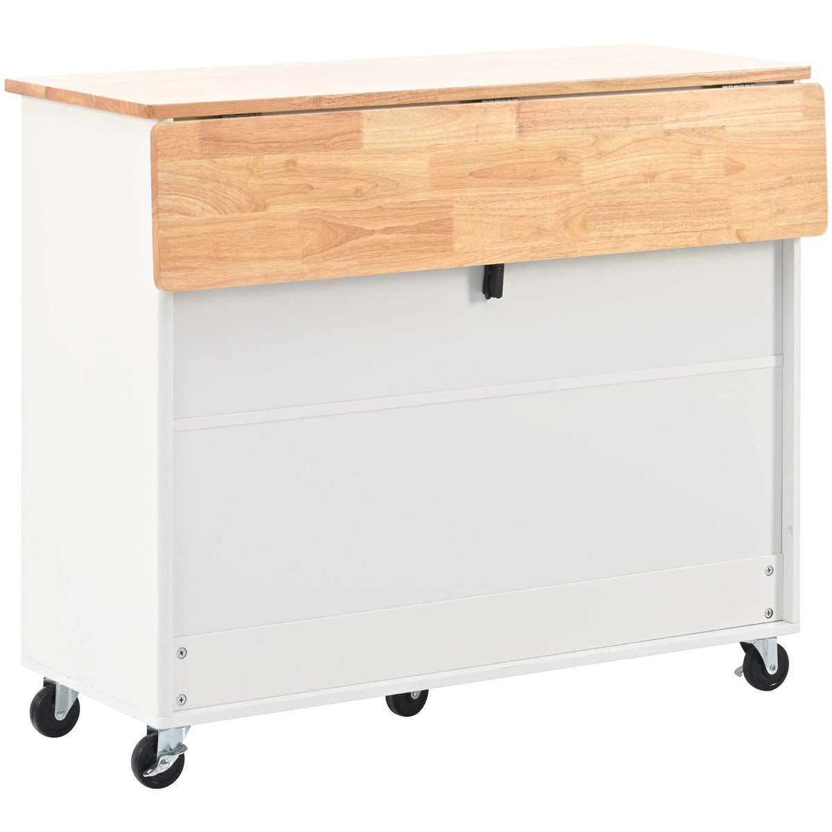 Kahomvis White Mdf Base with Wood Top Rolling Kitchen Island (18-in x 44-in x 37-in)