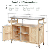 Kahomvis Wood Base with Steel Metal Top Rolling Kitchen Island (18.5-in x 50.25-in x 36.3-in)