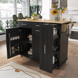 Kahomvis Black Mdf Base with Wood Top Rolling Kitchen Island (17.7-in x 43.3-in x 37-in)