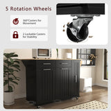 Kahomvis Black Mdf Base with Wood Top Rolling Kitchen Island (17.7-in x 43.3-in x 37-in)