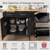 Kahomvis Black Mdf Base with Wood Top Rolling Kitchen Island (17.7-in x 43.3-in x 37-in)