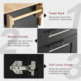 Kahomvis Black Mdf Base with Wood Top Rolling Kitchen Island (17.7-in x 43.3-in x 37-in)