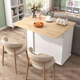 Kahomvis White Mdf Base with Wood Top Rolling Kitchen Island (17.7-in x 43.3-in x 37-in)