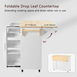 Kahomvis White Mdf Base with Wood Top Rolling Kitchen Island (17.7-in x 43.3-in x 37-in)