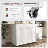 Kahomvis White Mdf Base with Wood Top Rolling Kitchen Island (17.7-in x 43.3-in x 37-in)