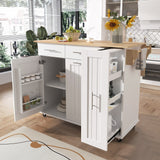 Kahomvis White Mdf Base with Wood Top Rolling Kitchen Island (17.7-in x 43.3-in x 37-in)