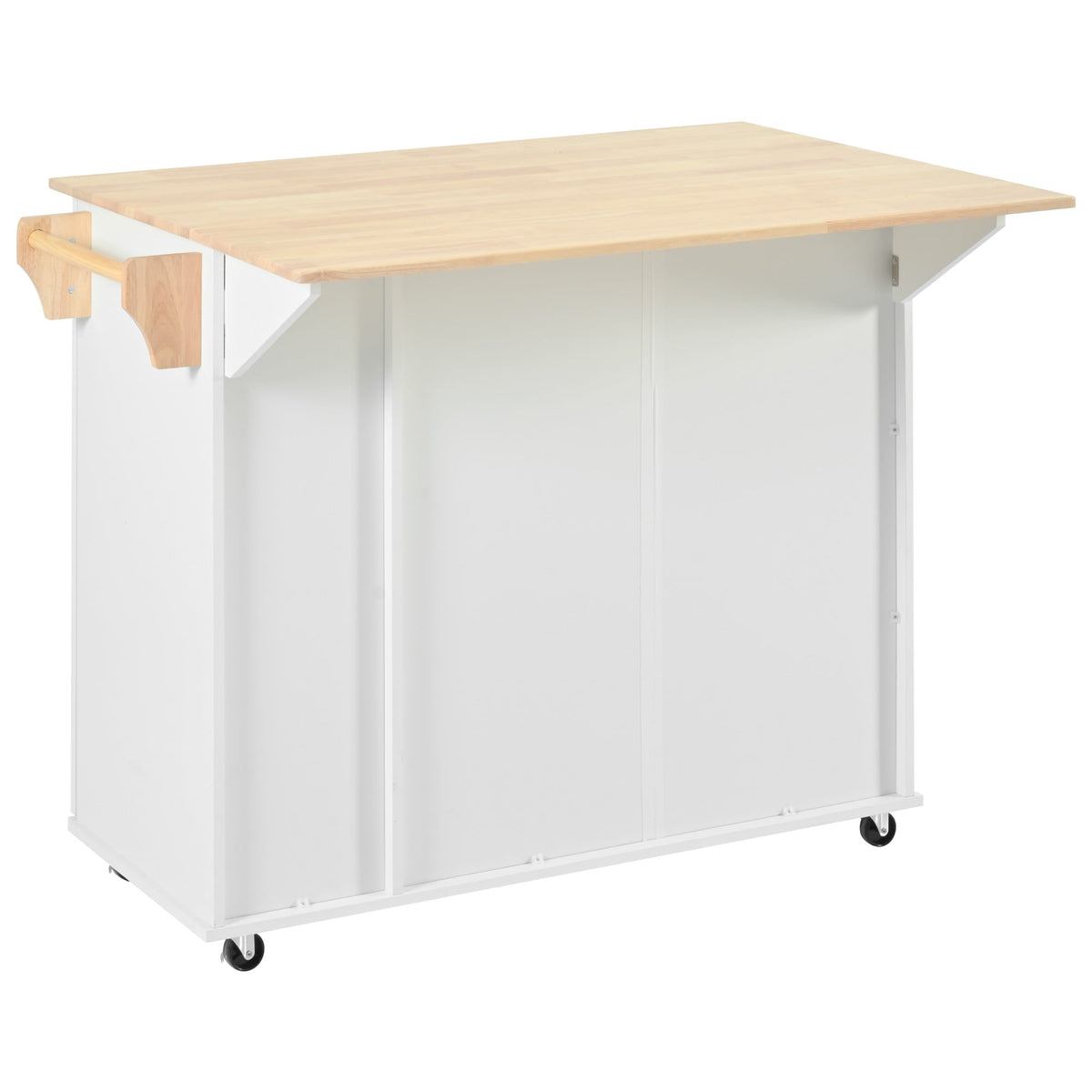 Kahomvis White Mdf Base with Wood Top Rolling Kitchen Island (17.7-in x 43.3-in x 37-in)