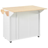 Kahomvis White Mdf Base with Wood Top Rolling Kitchen Island (17.7-in x 43.3-in x 37-in)