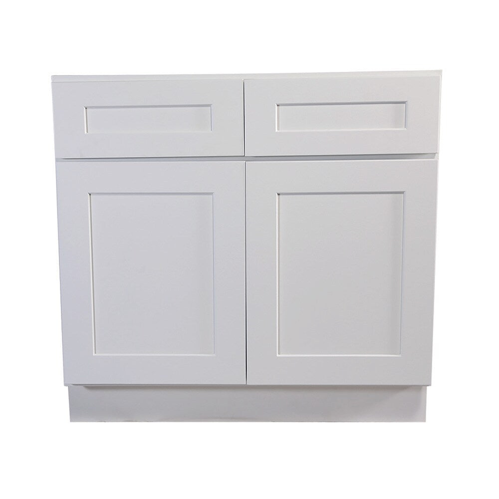 Design House Brookings 36-in W x 34.5-in H x 24-in D White Maple L-shaped 2-Drawers Base Fully Assembled Plywood Cabinet (Recessed Panel Shaker Style)