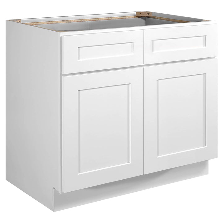 Design House Brookings 36-in W x 34.5-in H x 24-in D White Maple L-shaped 2-Drawers Base Fully Assembled Plywood Cabinet (Recessed Panel Shaker Style)