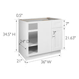 Design House Brookings 36-in W x 34.5-in H x 24-in D White Maple Blind 1-Drawer Base Ready To Assemble Plywood Cabinet (Recessed Panel Shaker Style)