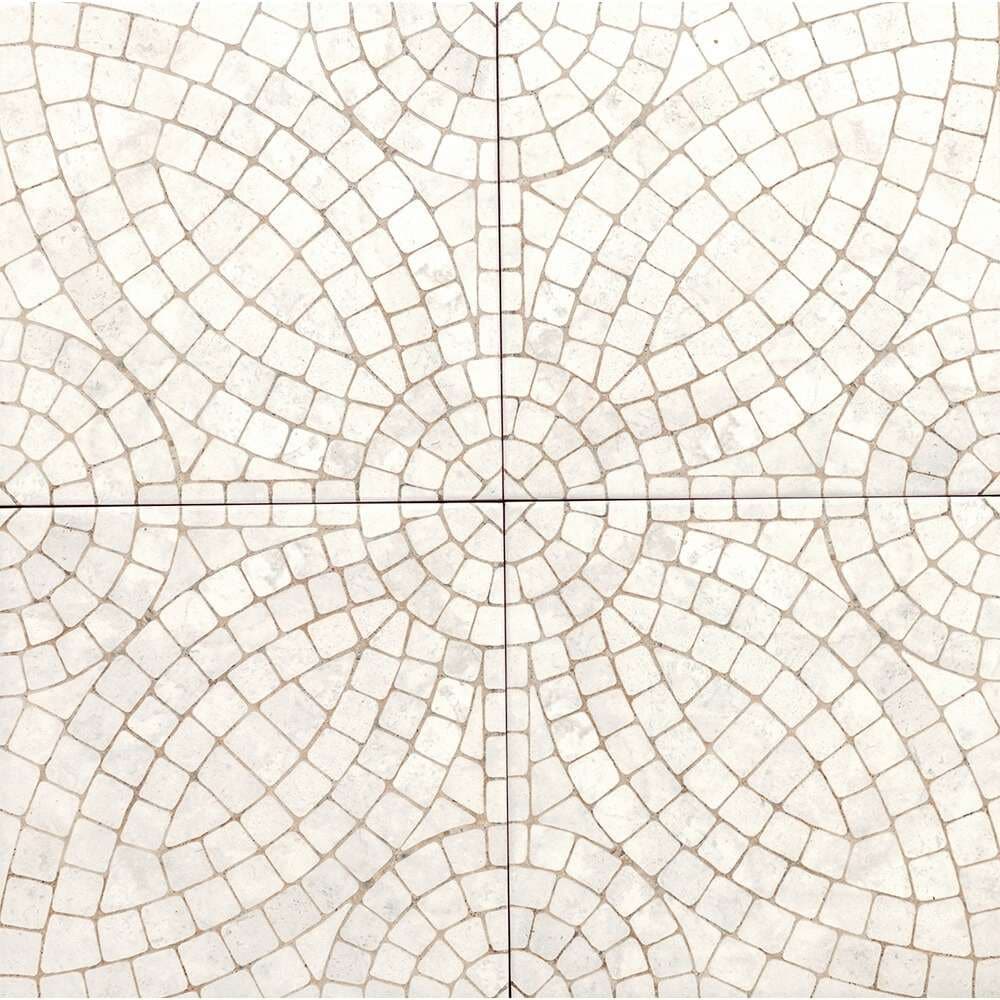 The Tile Life Roman Road White 8-in x 8-in Satin Porcelain Encaustic Floor and Wall Tile product image