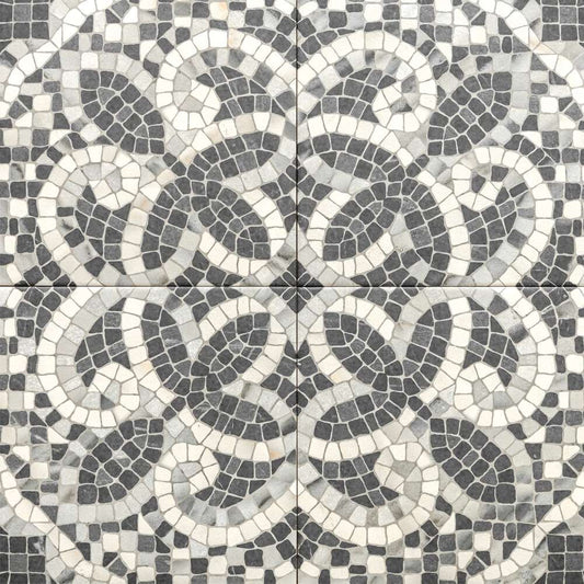 The Tile Life Roman Road Black 8-in x 8-in Satin Porcelain Encaustic Floor and Wall Tile product image