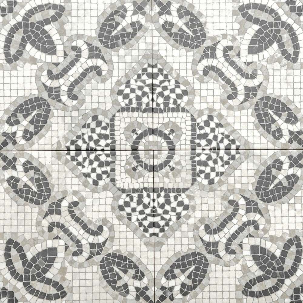 The Tile Life Roman Road Silver 8-in x 8-in Satin Porcelain Encaustic Floor and Wall Tile product image