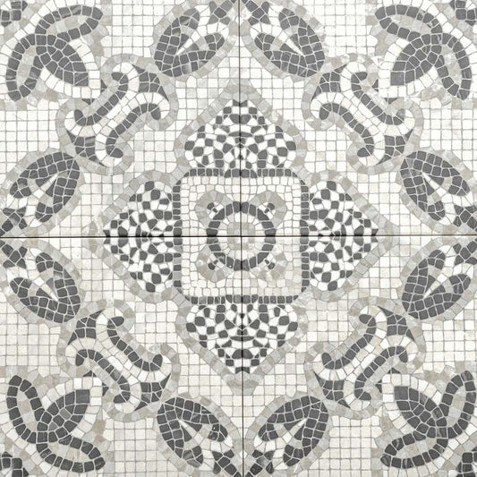 The Tile Life Roman Road Silver 8-in x 8-in Satin Porcelain Encaustic Floor and Wall Tile product image