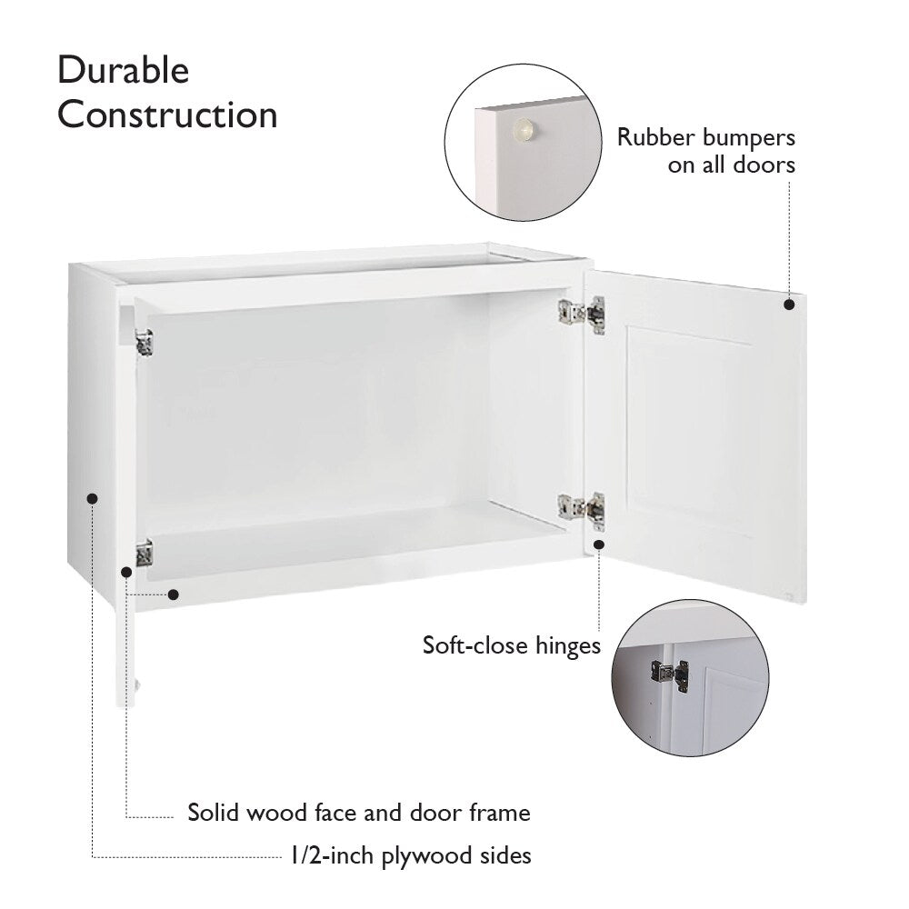 Design House Brookings 24-in W x 12-in H x 12-in D White Maple Wall Ready To Assemble Plywood Cabinet (Recessed Panel Shaker Door Style)
