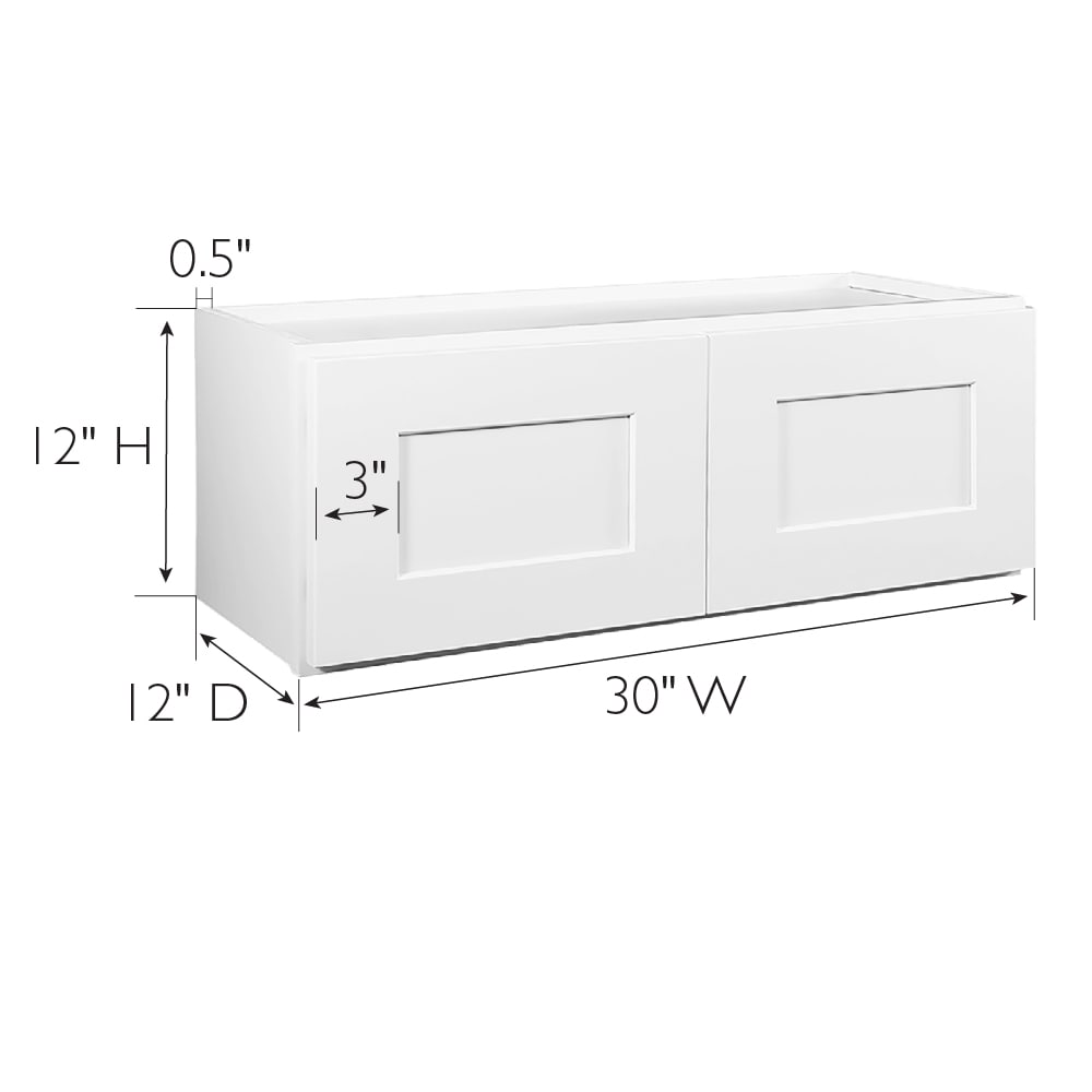 Design House Brookings 30-in W x 12-in H x 12-in D White Maple L-shaped Wall Fully Assembled Plywood Cabinet (Recessed Panel Shaker Door Style)