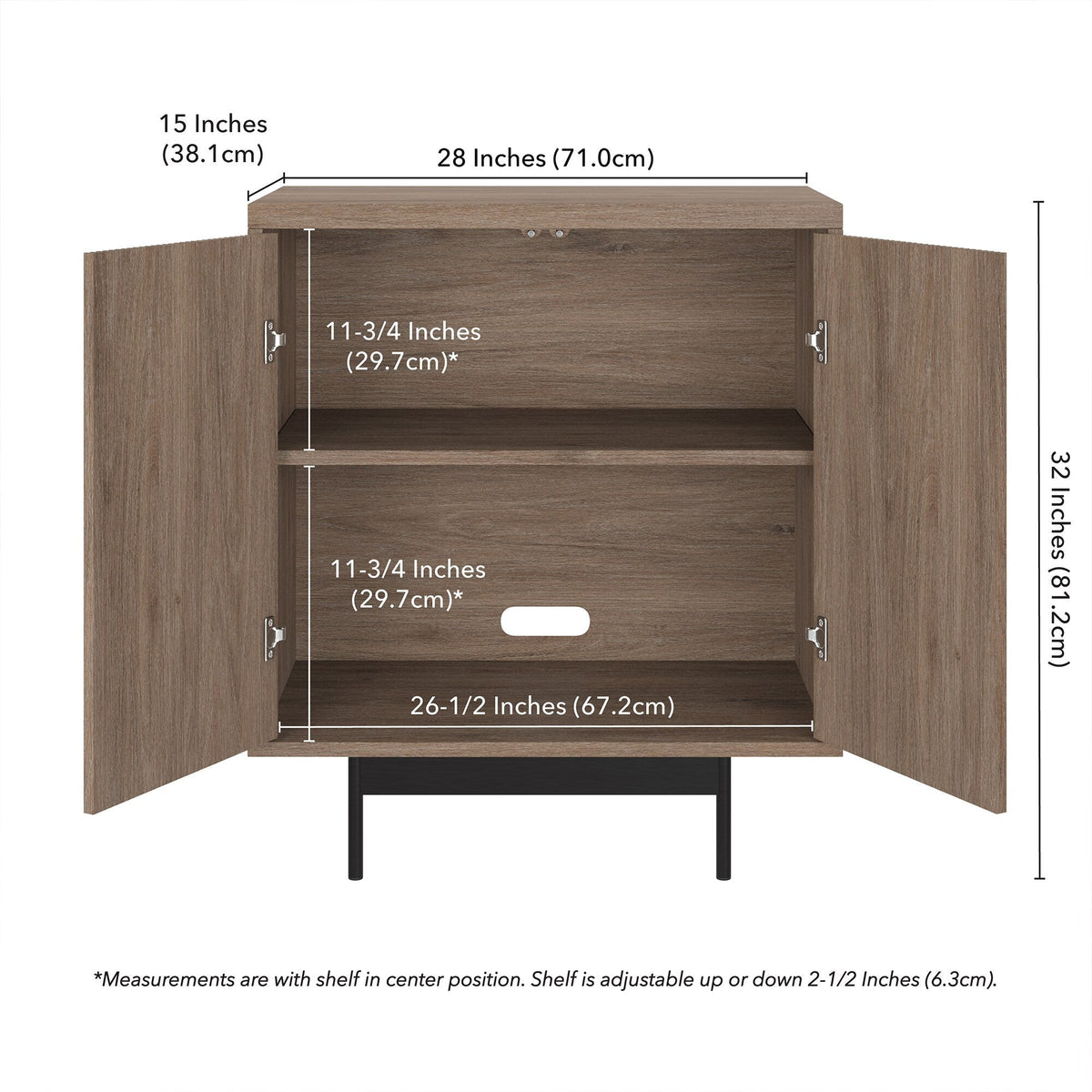 Hailey Home Whitman Antiqued Gray Oak 2-Shelf Office Cabinet