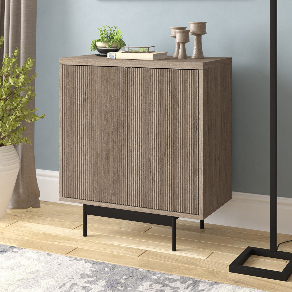 Hailey Home Whitman Antiqued Gray Oak 2-Shelf Office Cabinet