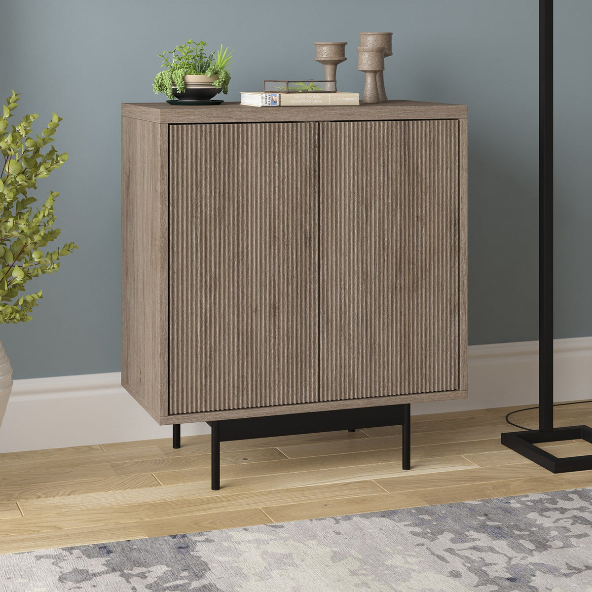 Hailey Home Whitman Antiqued Gray Oak 2-Shelf Office Cabinet