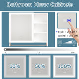 WELLFOR 31.5-in x 27.56-in Lighted LED Fog Free Surface Mount White Mirrored Soft Close Medicine Cabinet