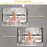 WELLFOR 40-in x 28-in Lighted LED Fog Free Surface Mount White Mirrored Soft Close Medicine Cabinet