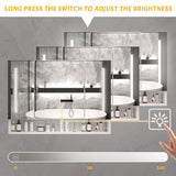 WELLFOR 40-in x 28-in Lighted LED Fog Free Surface Mount White Mirrored Soft Close Medicine Cabinet