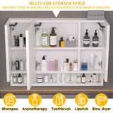 WELLFOR 40-in x 28-in Lighted LED Fog Free Surface Mount White Mirrored Soft Close Medicine Cabinet