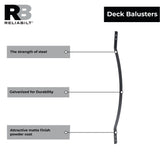 RELIABILT 1-in x 31-in Black Sand Galvanized Steel Turned Deck Baluster (10-Pack)