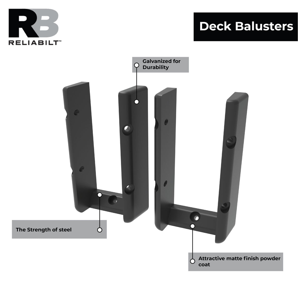 RELIABILT 1-in x 1-in Black Sand Composite Support Bracket
