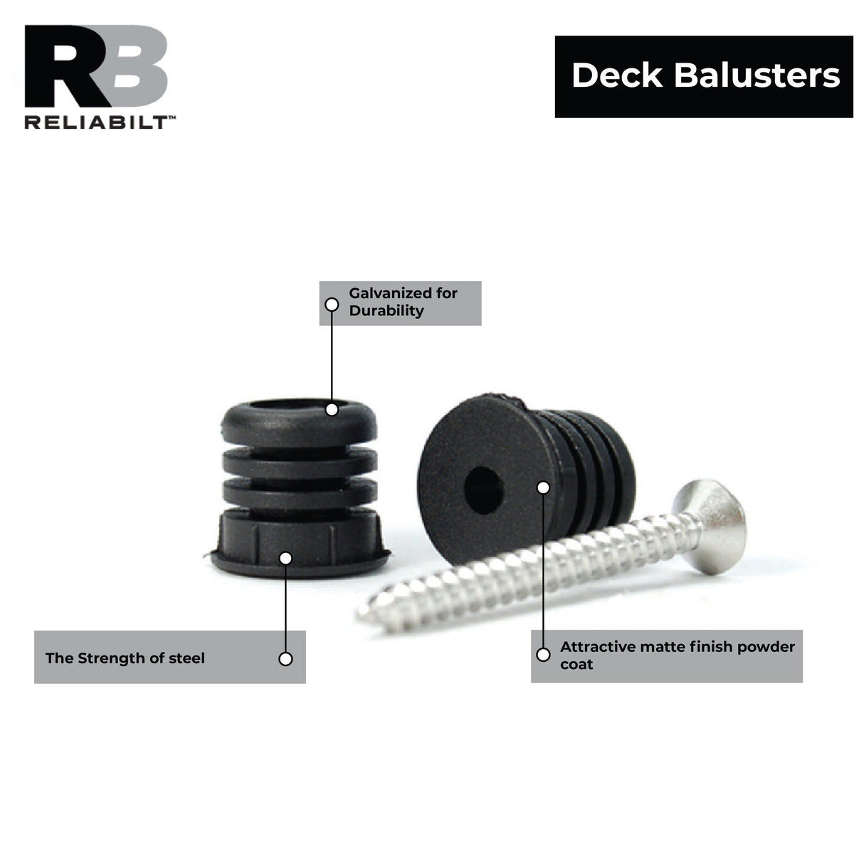RELIABILT 0.5-in x 0.5-in Black Sand Plastic Baluster Connector (22-Pack)